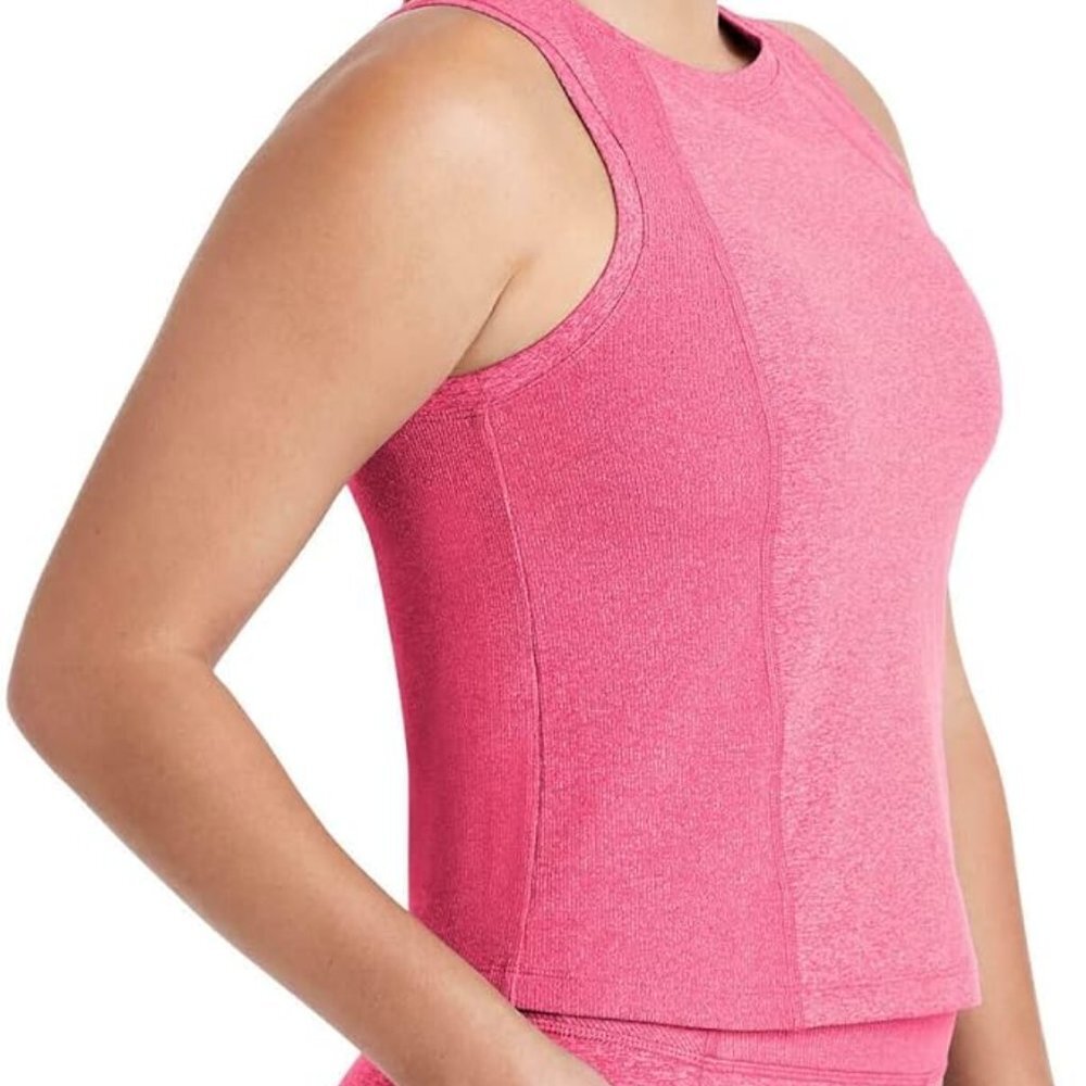 NWT Member's Mark Women's Pink Heather Soft Rib Cropped Tank Top Size Large - Picture 2 of 12
